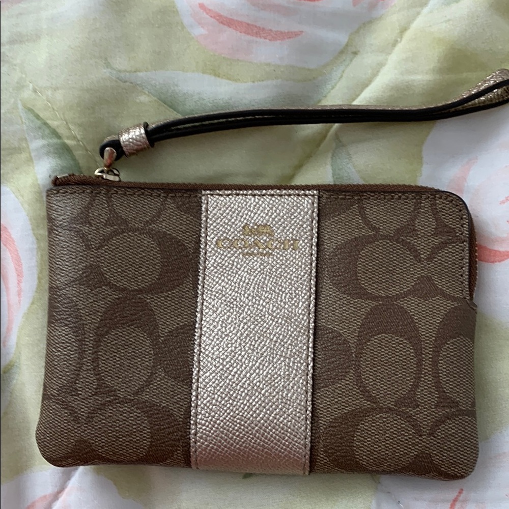 Coach Brown and Gold Wristlet